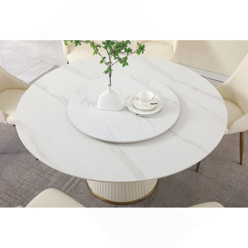 Ensemble de table de salle à manger 9 pièces, table de salle à manger avec base piédestal, 8 chaises d'appoint
