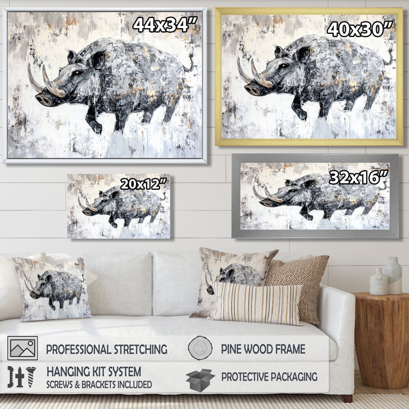 Tusks and Pride Warthog II - Animal Wall Art Living Room, Reproduction encadrée d'une seule photo sans pass, Blanc