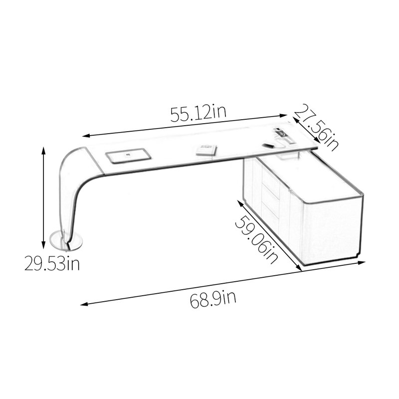 Rayshon, 29.53" H x 68.9" W x 59.06" D, Gray