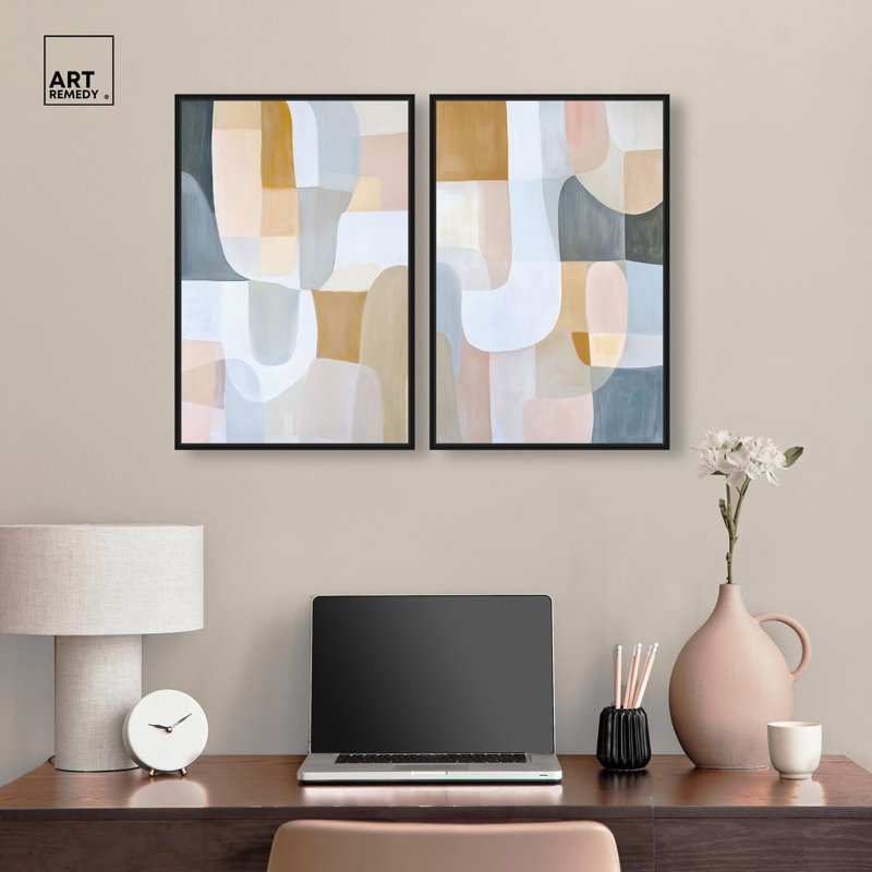 Ensemble de 2 reproductions sur toile Harmony , Noir, H 25 po x l 17 po, Impression dans un cadre flottant sans passe-parto