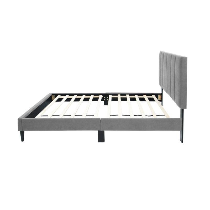 Twin Bed Headboard With 12 Support, Adjustable Gray Linen, Up To 3", No Box Spring, Modern Bedroom Accessory In Gray, Up Brushed Spring Required
