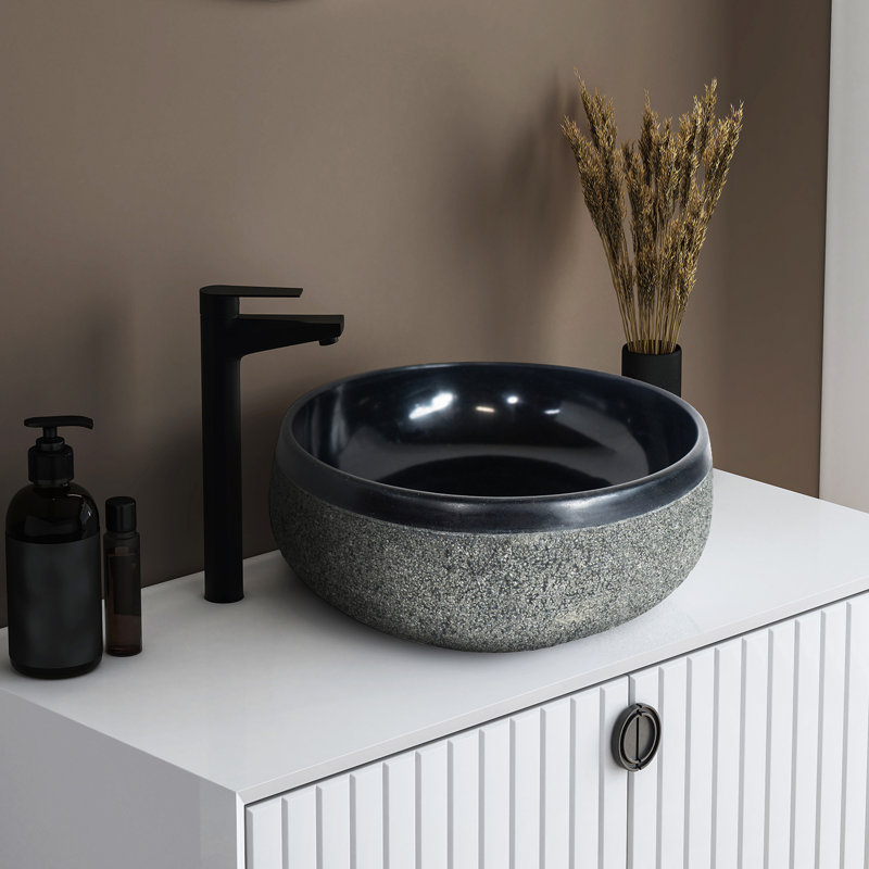 B.o.i 17'' Black Stone Oval Bathroom Sink