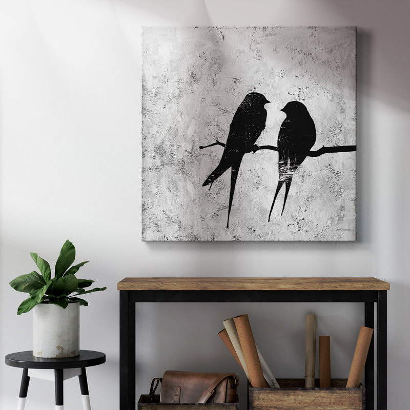 Silhouette d'oiseau II - Toile tendue avec châssis de qualité supérieure - prête à être accrochée