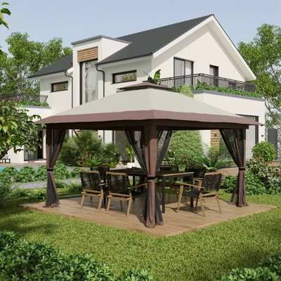 Pavillon de jardin avec moustiquaire de 13 pi x 13 pi Outsunny