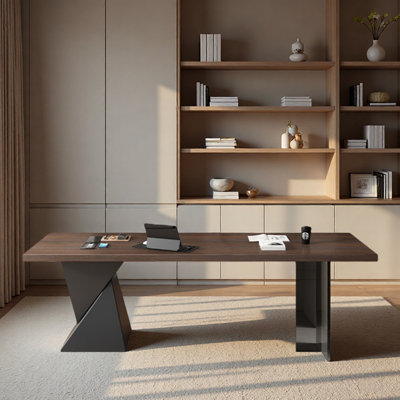 Solid wood desk with socket, study room for office