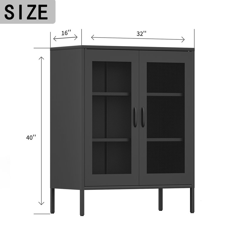 Fundin 31.5'' Wide 2 - Shelf Storage Cabinet, Black