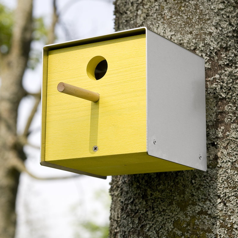 Nesting Box Mounted Birdhouse, Yellow