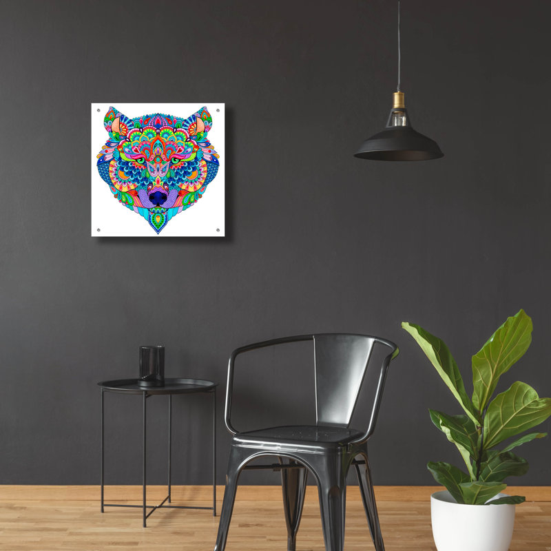 «Blue Wolf» par Hello Angel sur plastique / acrylique, H 24 po x l 24 po x P 0,2 po
