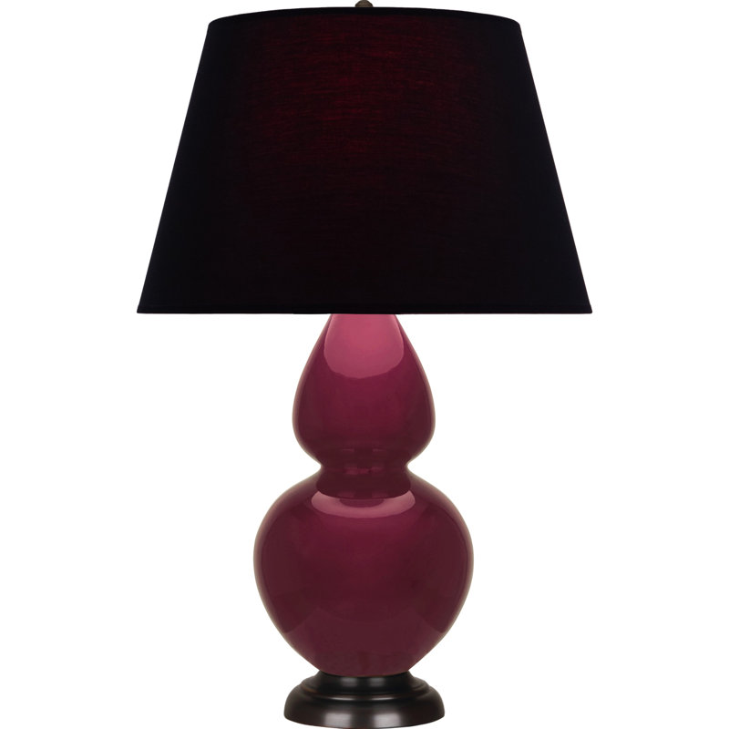 Lampe de table double gourde en céramique, Sucre prune glacé, Bronze, Noir / rose rouge