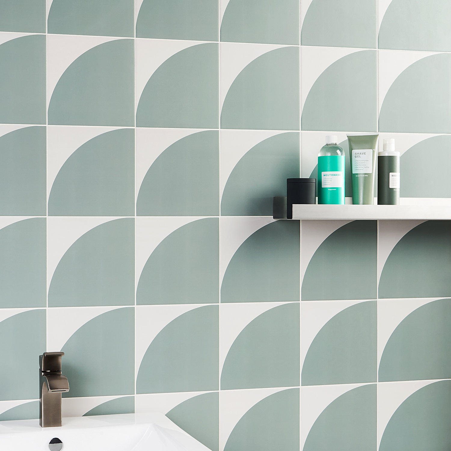 Stacy Garcia Victoria 8" x 8" Porcelain Encaustic Patterned Look Wall & Floor Tile, Green, 8" W x 8" L