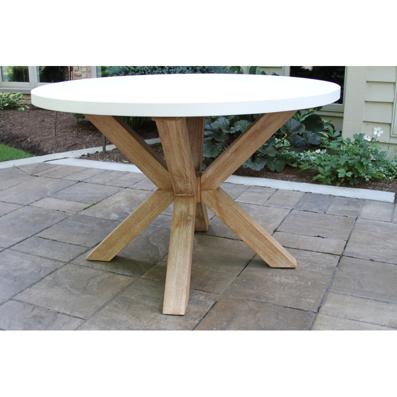 Fleur 48" Round Eucalyptus Wood Patio Dining Set