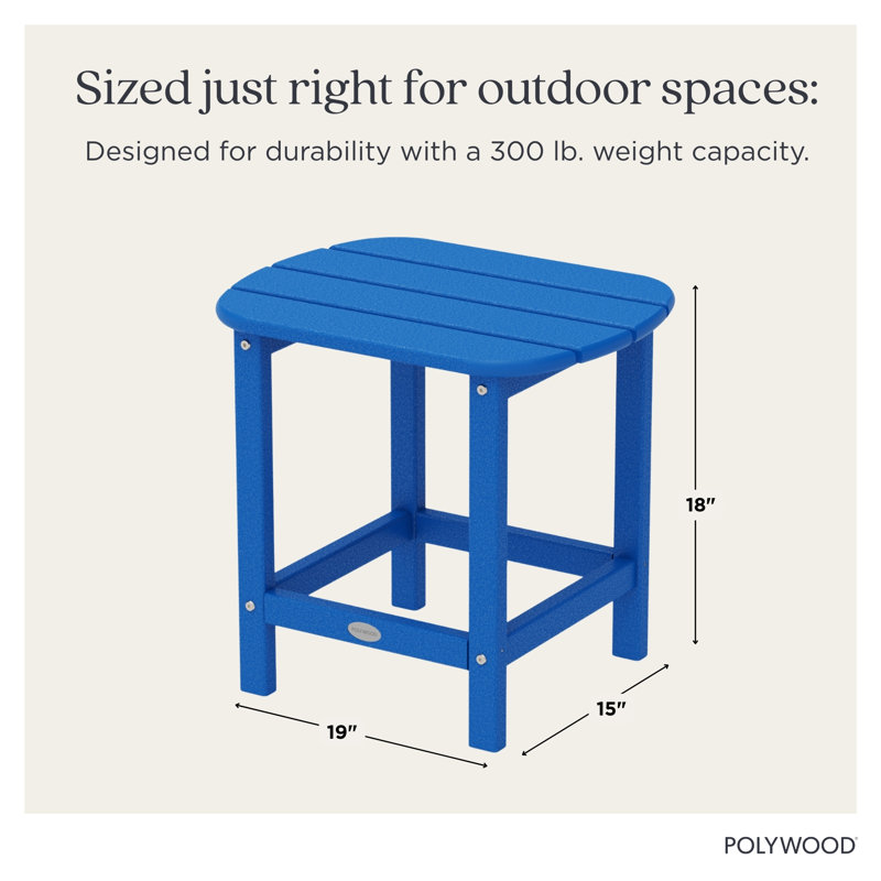 POLYWOOD South Beach 18" Side Table, Pacific Blue