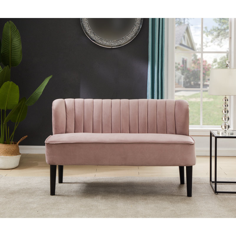 Georgio 2 Seater Velvet Loveseat, Pink