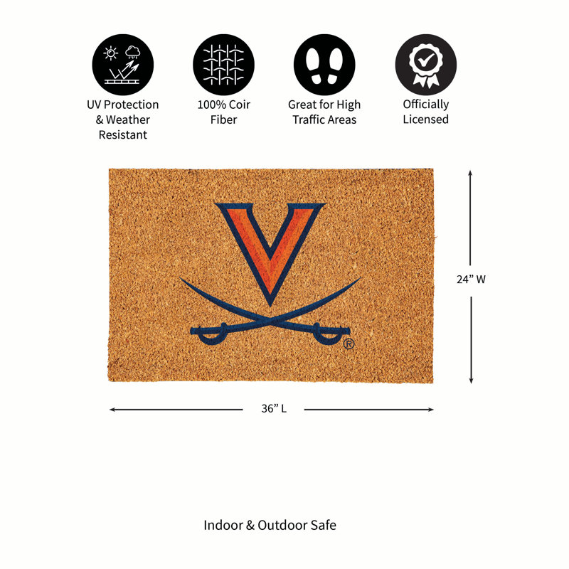Grand tapis couleur coco de l'Université de Virginie, 36 po x 24 po