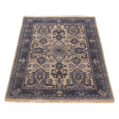 Hand-knotted Finest Agra Jaipur Light Khaki Wool Rug 3'10" x 5'11"