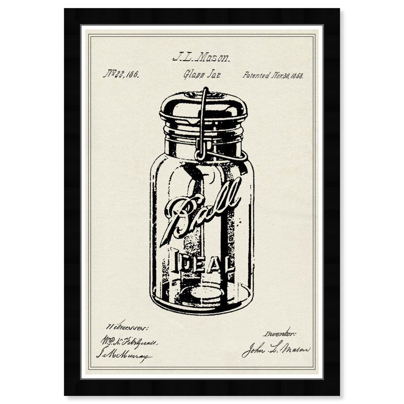 Food and Cuisine «Mason Glass Jar Vernis 3», reproduction d'art mural par Red Barrel Studio®, Noir