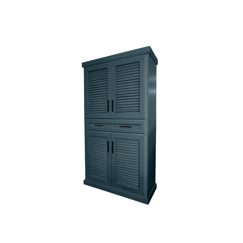 Armoire de cuisine en bois massif avec tiroir, Bleu fumée
