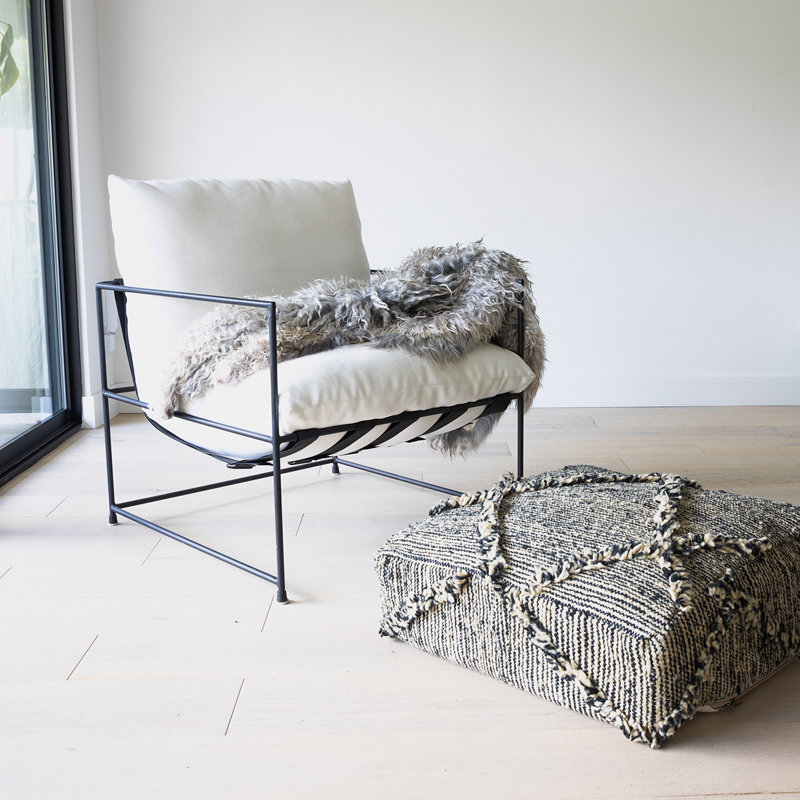 Mozona Poufs Pouf, Black Wool