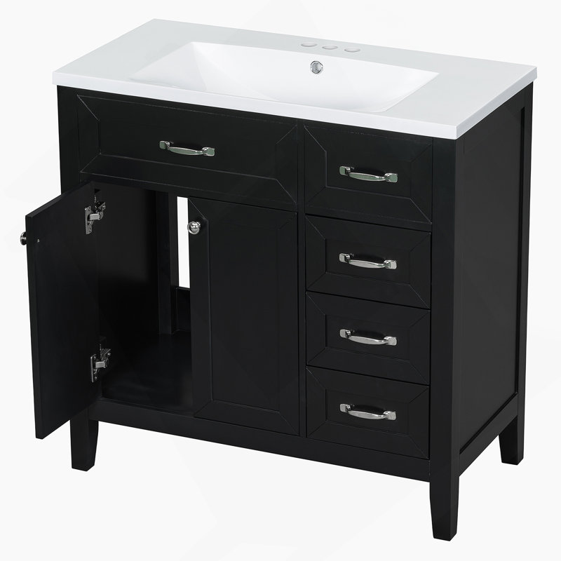 Meuble-lavabo 36 po avec lavabo et meuble-lavabo noir, Noir