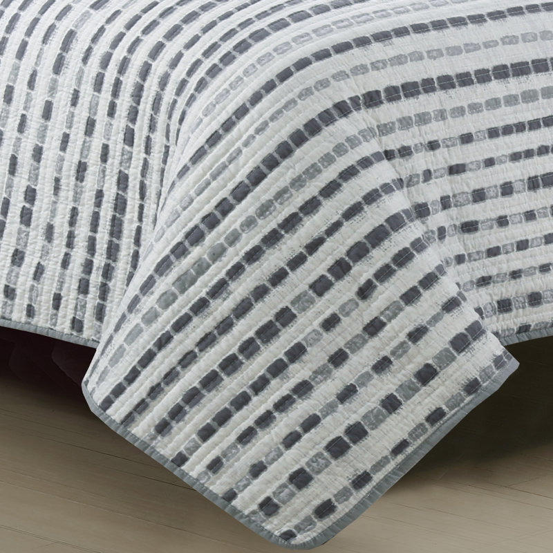 Gray Twin Reversible Microfiber Quilt Set