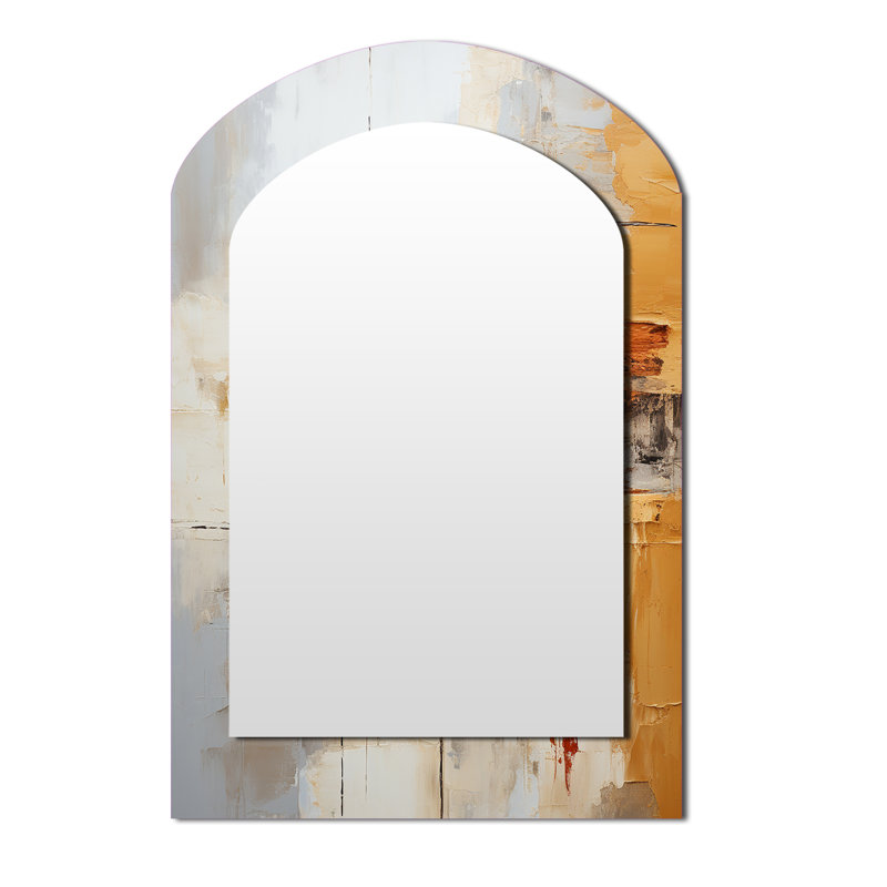Impressions fractales abstraites orange - miroir mural moderne, 43 po x 33 po