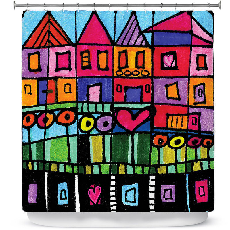 Rideau de douche simple happy town