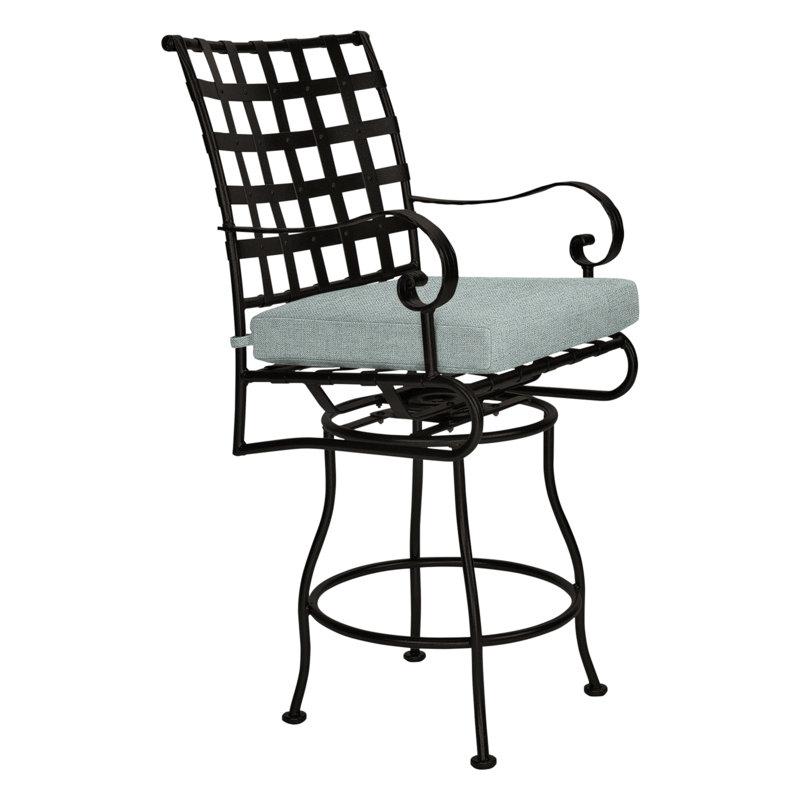 Classico Outdoor Bar Stool, Sash Denim, Carbon Black