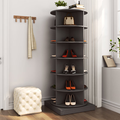 Range-chaussures gris 6 couches à 6 couches rotatives, peu encombrant, pouvant accueillir 24 paires, décor élégant avec rotation à 360 degrés, maximisant pour la famille, facile à assembler et à nettoyer