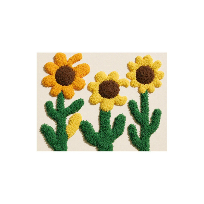 Bright Sunflower Pattern Print Bath Rug, 16 X 24