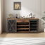 Meuble-bar industriel de 180 cm avec emplacement pour mini-réfrigérateur, casier à vin, tiroir et supports pour verres à pied (réfrigérateur non inclus).-102380459