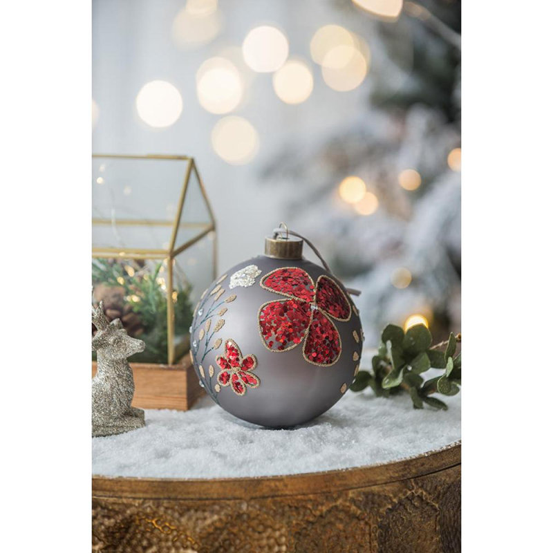 Ornements de boule de Noël D4,7 ", boules de Noël suspendues en verre pour décorations de fêtes, lot de 4, Ensemble de 4