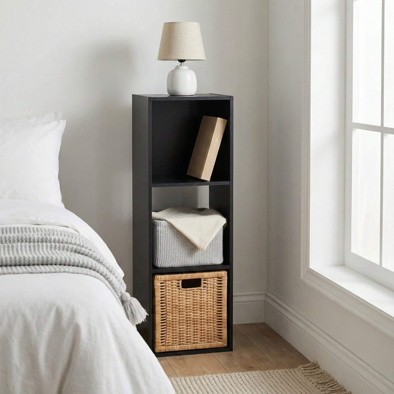 Milayah 90cm H x 31cm W Cube Bookcase, Black