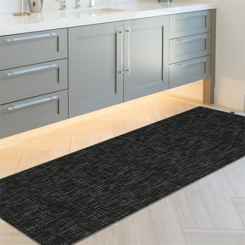 Tapis de couloir noir 2 x 6 lavable à la machine noir