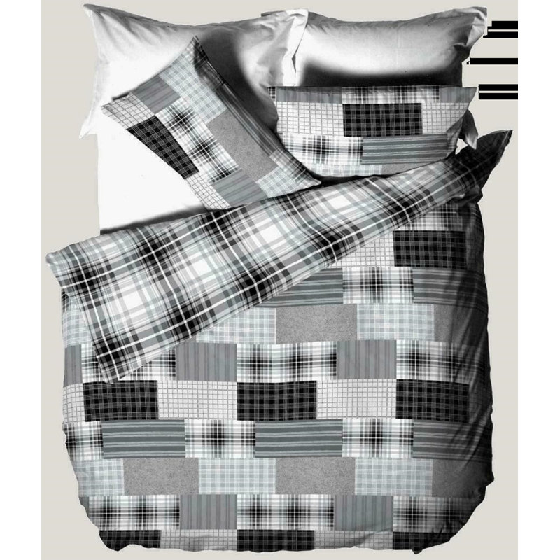 Cotton Bedding, Double Duvet Cover + 2 Standard Pillowcases, Denim Grey