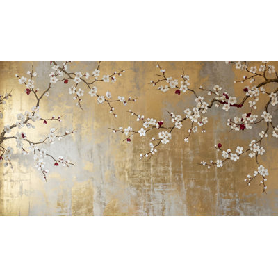 Chinoiserie Wallpaper Floral Gold Removable Wall Decor
