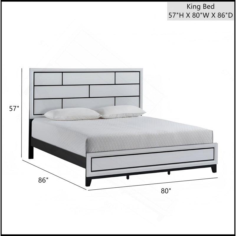 Très grand lit (matelas non inclus), blanc, Blanc, Très grand lit