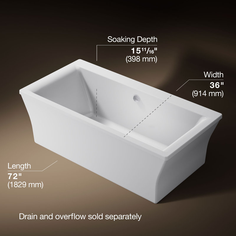 Stargaze® Freestanding 72" x 36" Soaking Bathtub, White