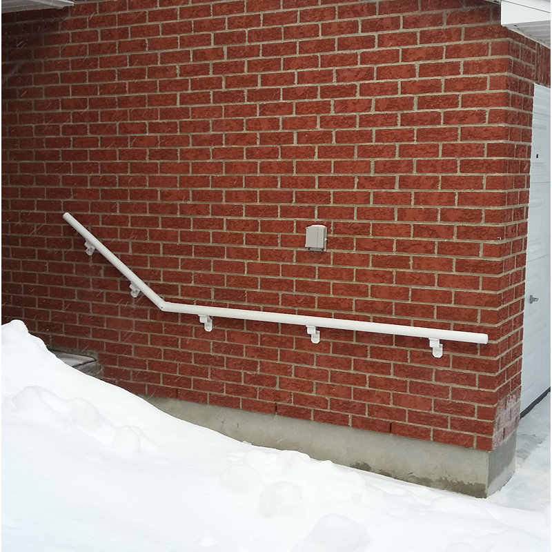 3' Handrail with End Caps, White, 1.9" H x 6' W x 3" D