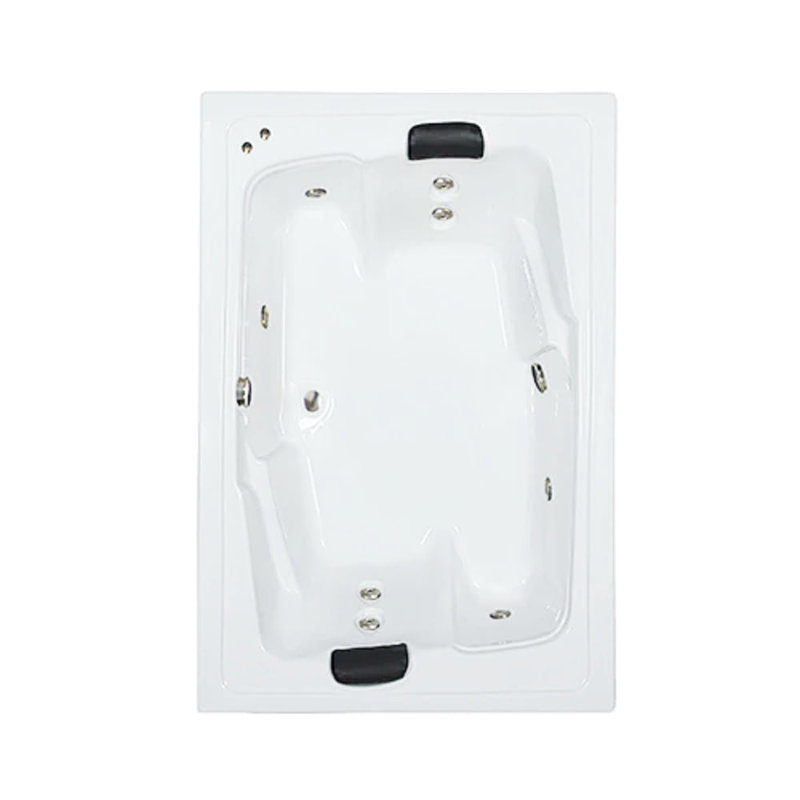 72" L x 54" W Drop In Whirlpool Acrylic Bathtub with Center Drain in White
