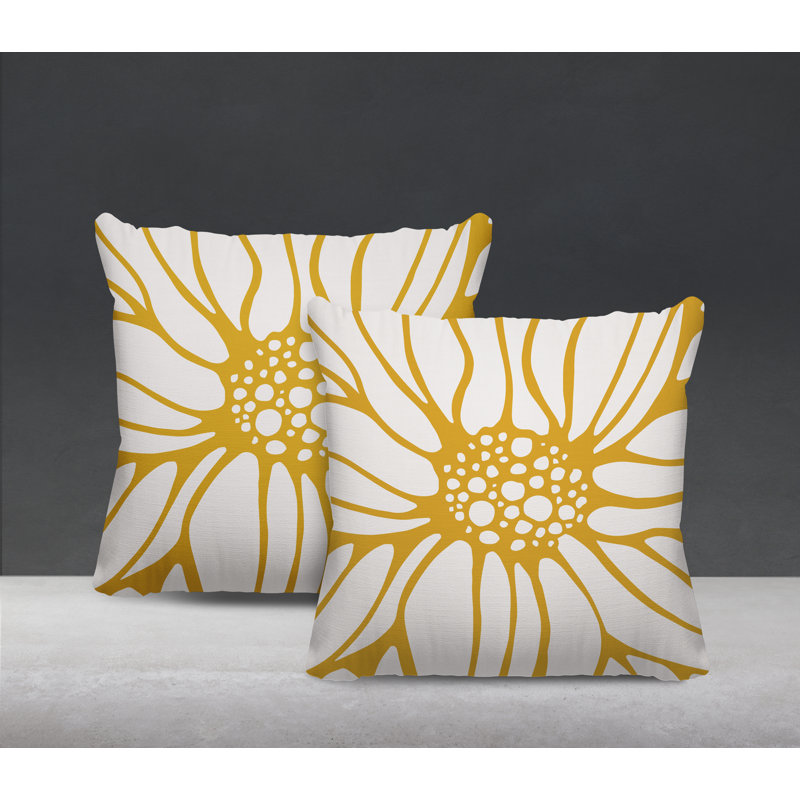 Housse et insert de coussin décoratif intérieur / extérieur en mélange de polyester, L 19 po x H 19 po, Jaune