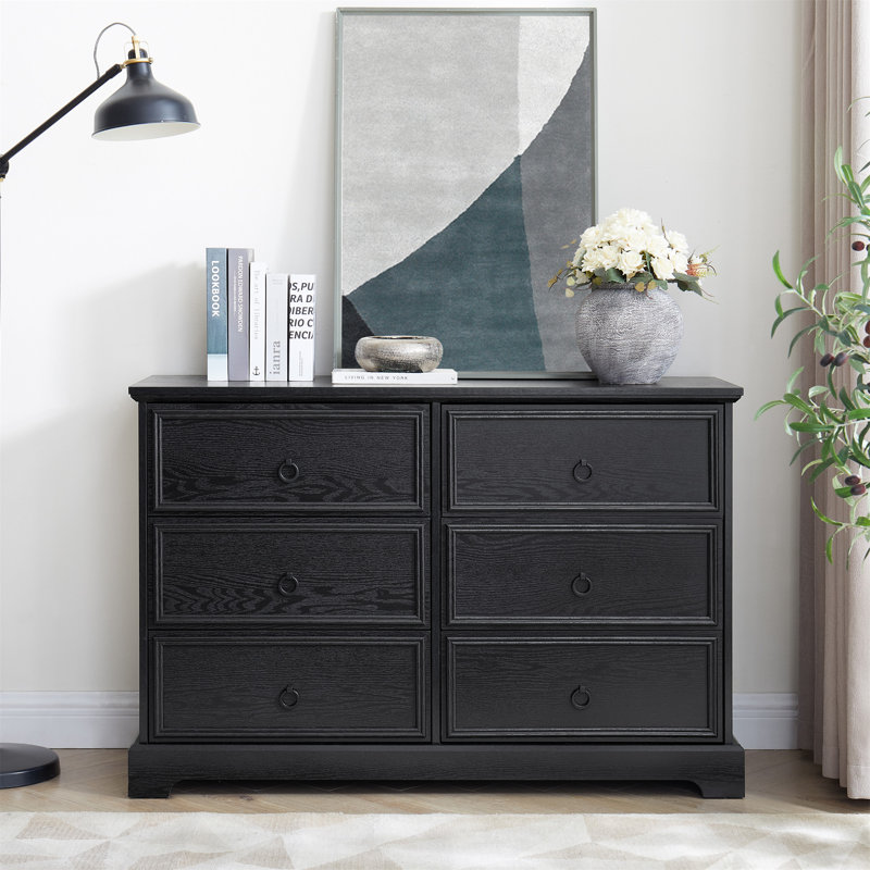 Commode 6 tiroirs Modern Farmhouse, Noir