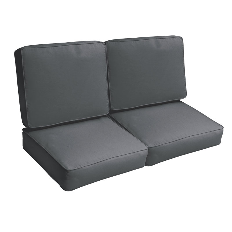 Outdoor 5'' Loveseat Seat / Back Cushion, Fresco Charcoal