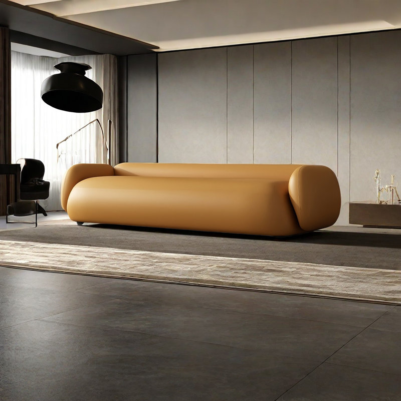 Banc rembourré en cuir Modern Minimalist, H 18,89 po x l 78,74 po x P 19,68 po, Orange