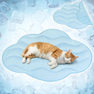 32"x39" Leaf-shaped Dog Cooling Mat – Reversible Cooling Nylon & Soft Fleece – For Indoor/travel