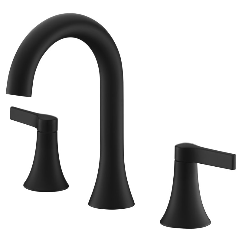 Davvid Two-Handle 6" to 10" Widespread Lavatory Bathroom Faucet with Drain Assembly - Matte Black, Matte Black