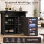 Armoire de bar 63 po avec mini réfrigérateur, porte-bouteilles, tablettes de rangement et comptoir de bar