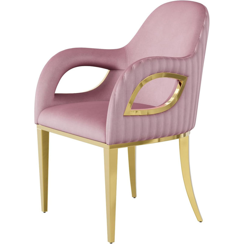 Chaises de salle à manger roses avec accoudoirs, 1 pièce