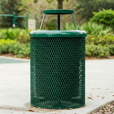 Poubelle de jardin enduite, extensible, verte, avec couvercle