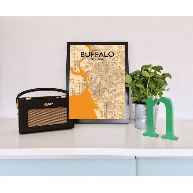 Buffalo City Map - No Frame Print, 60.2 cm H x 27.9 cm W
