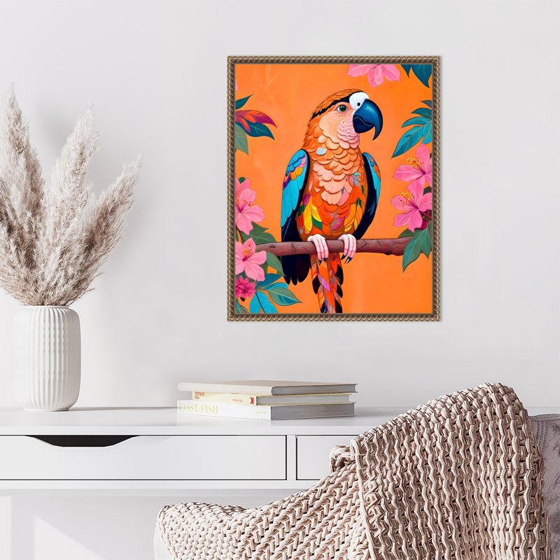 "Le perroquet" par Maupin, reproduction d'art sur toile encadrée, H 20 po x l 16 po